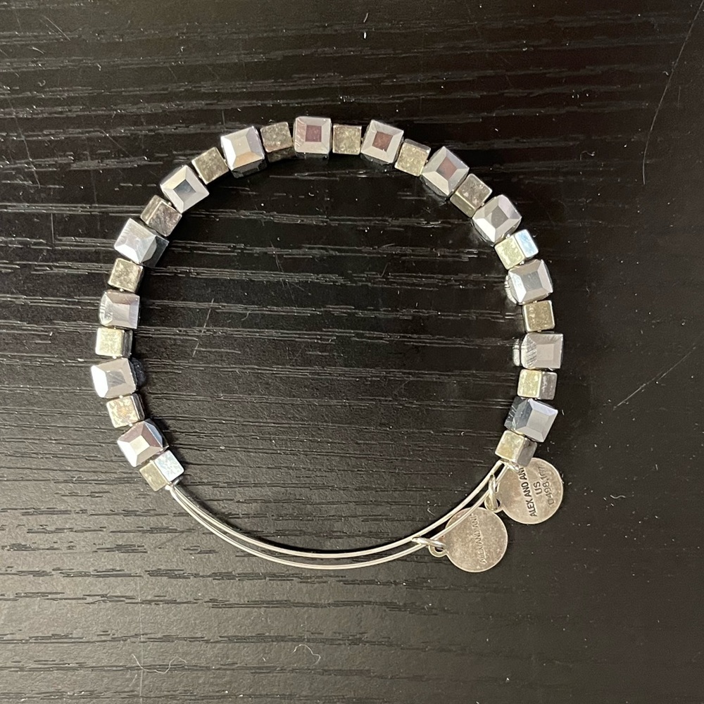 Alex and Ani silver tone clear iridescent silver bead bracelet